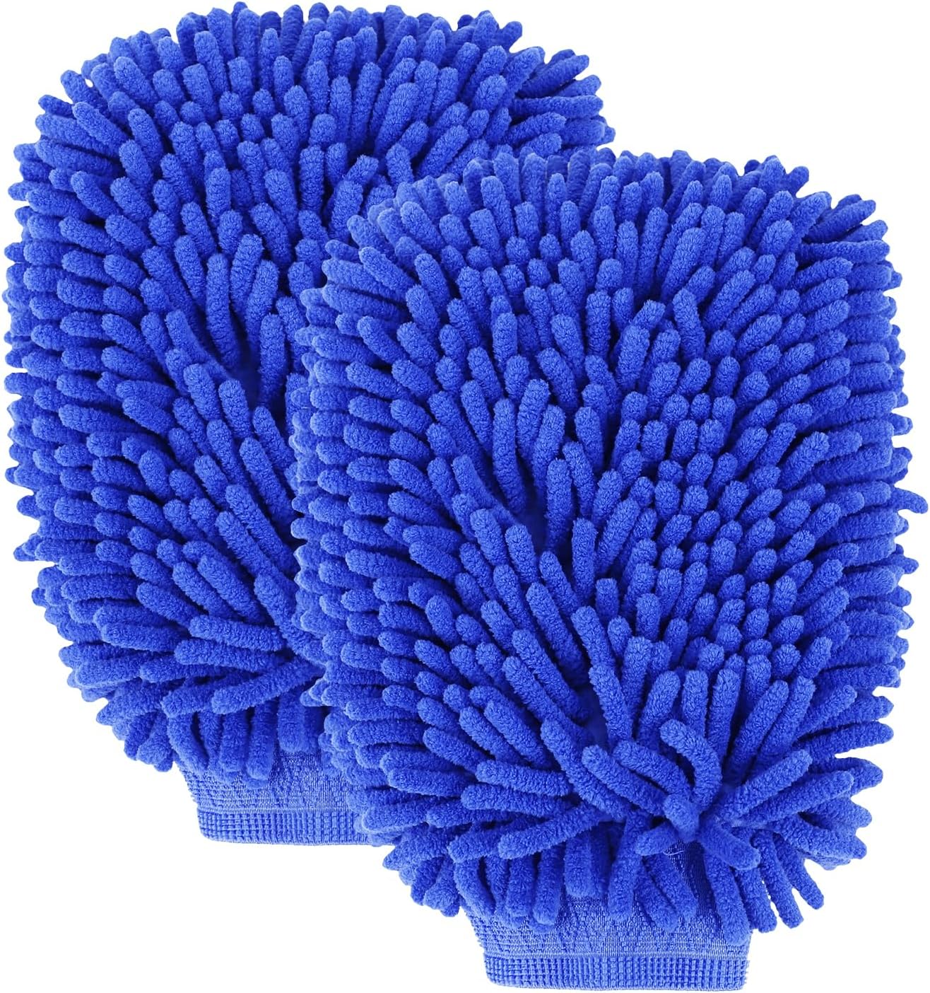 wuyaoyao 2PCS Car Wash Mitt, 10.14"×7.12" Chenille Microfiber Car Wash Mitts, Scratch-Free & Lint-Free, Absorbent Double Sided Clean Glove for Cars Cleaning, Auto Cleaning Supplies (Orange)
