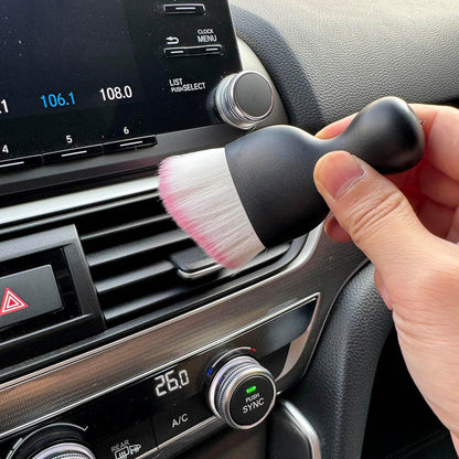 Car Detailing Brush, Soft Bristle Cleaning Brush, Scratch-Free Auto Duster Tool for Dashboard, Air Vents, Leather & Interior Cleaning (Black&Brown)
