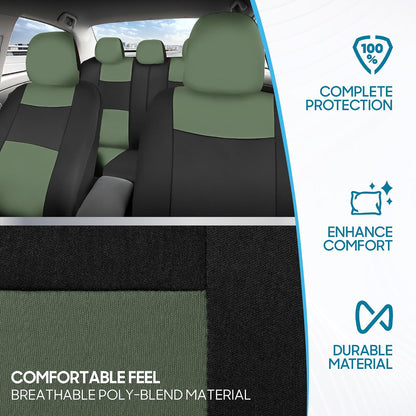 BDK PolyPro Car Seat Covers Full Set in Charcoal on Black – Front and Rear Split Bench for Cars, Easy to Install Cover Set, Accessories Auto Trucks Van SUV