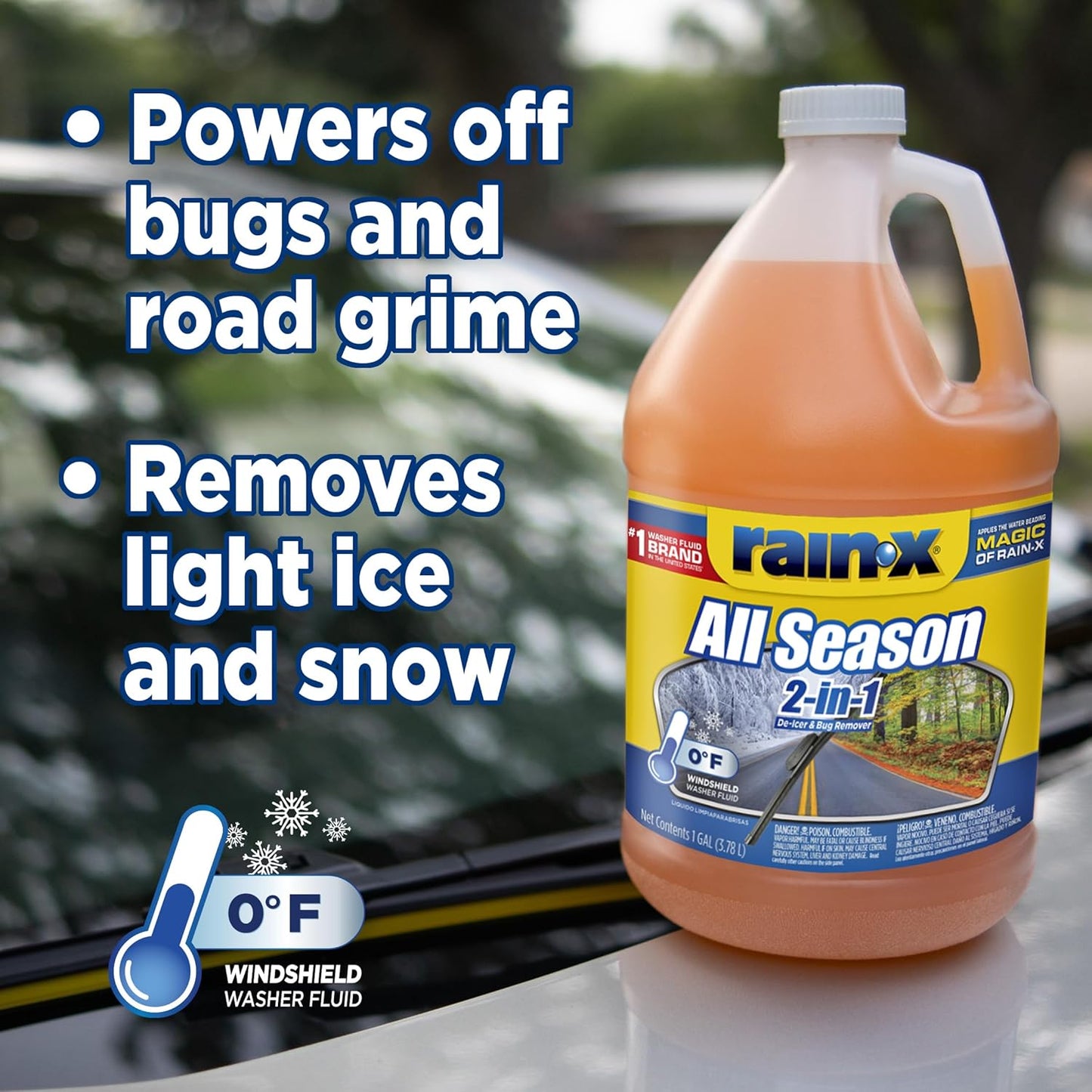 Rain-X All Season 0°F 2-in-1 De-Icer & Bug Remover Windshield Washer Fluid - 1 Gallon