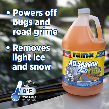 Rain-X All Season 0°F 2-in-1 De-Icer & Bug Remover Windshield Washer Fluid - 1 Gallon