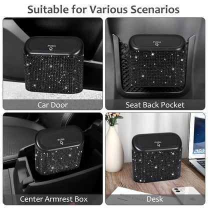 Accmor Car Trash Can with Lid, Leakproof Vehicle Garbage Organizer Holder Bin with 60 Pcs Trash Bags, Mini Auto Dustbin Interior Accessories Storage Container for SUV, Office, Home