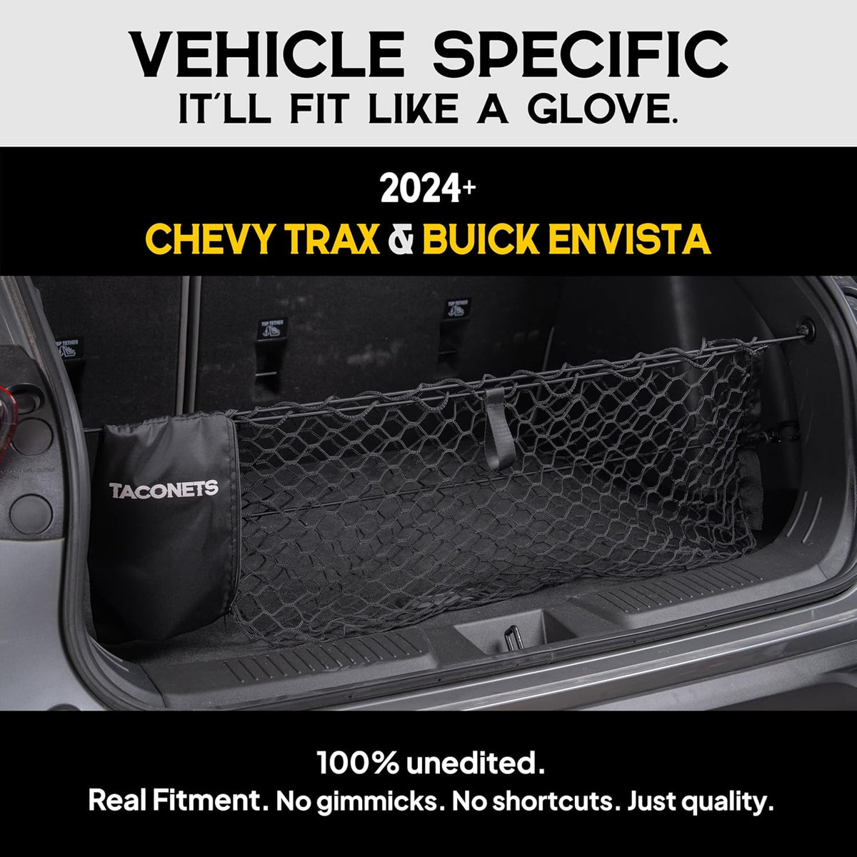 TacoNets Envelope Cargo Net for GMC Sierra & Chevy Silverado - Fits 2013-Current - Upgraded 5mm Bungee - Integrated Storage Bag - Heavy Duty Carabiners - Designed in USA
