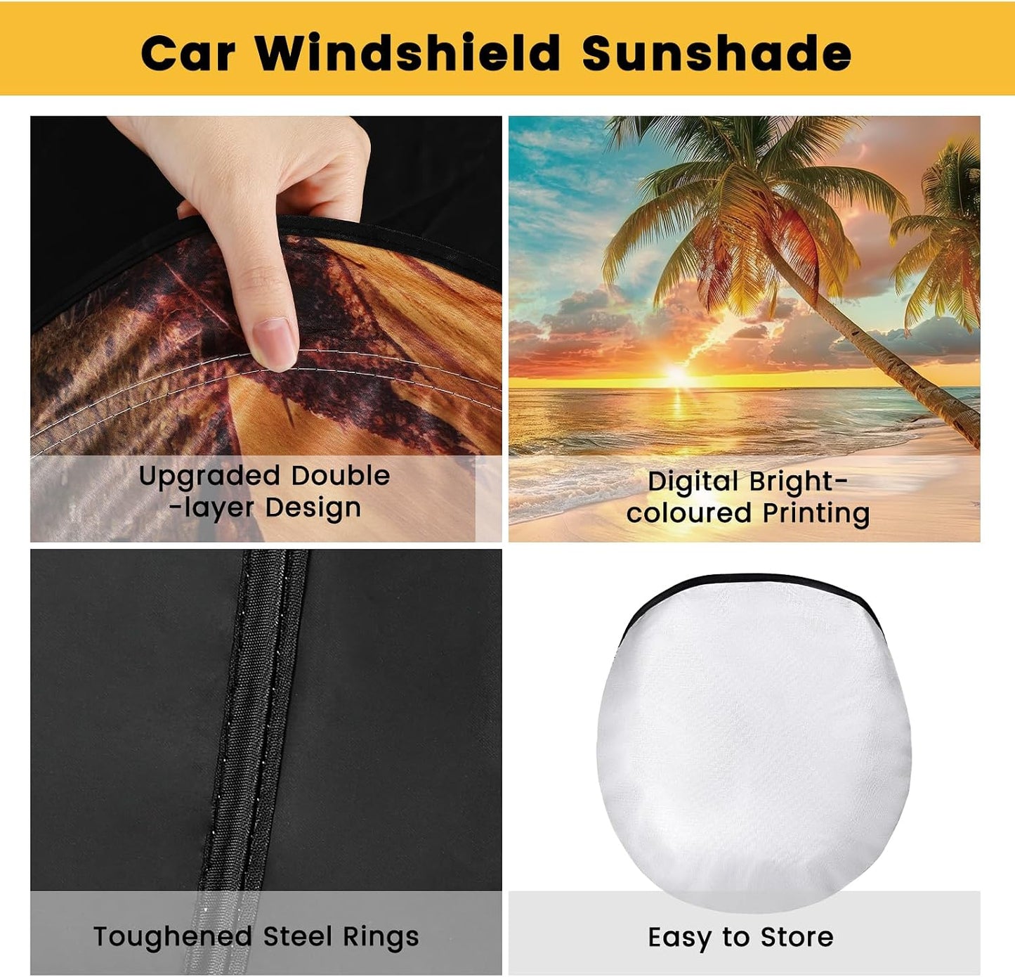 Iridescent Sun Shade for Car Windshield, Foldable Universal Car Windshield Upgrade Sunshade Enhanced UV Rays Reflective Sun Visor Shade Keeps Vehicle Cool