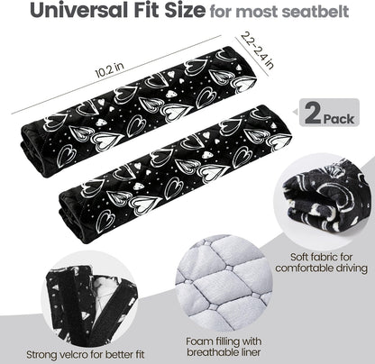 Amooca Soft Auto Seat Belt Cover Seatbelt Shoulder Pad 2 PCS for a More Comfortable Driving Compatible with All Cars and Backpack Black