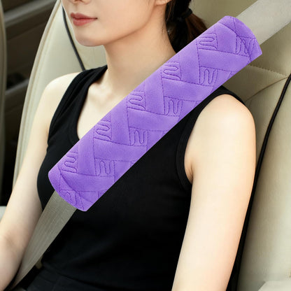 Amooca 2-Pack Soft Seat Belt Covers Universal Car Shoulder Pad Cushions with Braid Pattern for Comfortable Driving & Bag Strap Protection Red