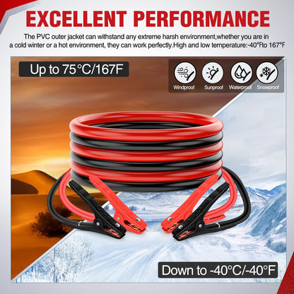 Nilight Jumper Cables for Car Battery 8 Gauge 12 FT Booster Cable Heavy Duty 250 A CCA with Carrying Bag Jump Start Emergency Kit Pickup Vans SUV Sedan Motorcycle