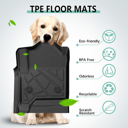 KARPAL Floor Mats for 2007-2013 Chevy Silverado & GMC Sierra 1500 Crew Cab / 2007-2014 2500/3500 HD(Footwell Coverage), All-Weather TPE Custom Fit Floor Liners Car Accessories