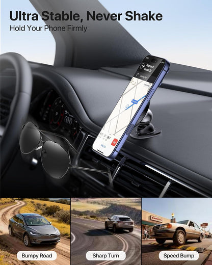 Miracase Phone Holders for Your Car with Metal Hook Clip, Air Vent Cell Phone Stand Car Mount, Universal Automobile Cradle for Garmin GPS Fit iPhone Android and All Smartphones, Dark Black