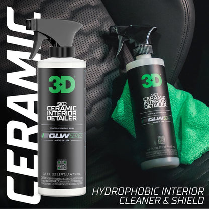 3D SiO2 Interior Detailer, GLW Series | Ultimate Deep Cleaning | Ultra Ceramic Protectant |Safe on Leather, Vinyl, Plastic & More | Removes Dust, Dirt, Grease | DIY Car Detailing | 16 oz