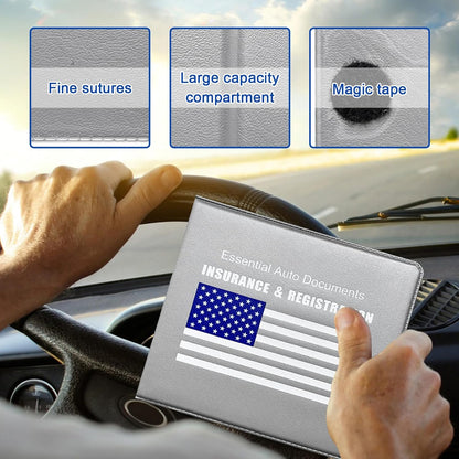 Ziciner Car Registration Insurance Holder, 2Pack Essential Auto Card Document Glove Box Organizer with Touch Fastener, Vehicle Interior Accessories Perfect for Most Car, Truck, SUV (Red/Small Car)