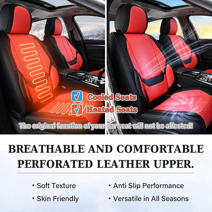 Coverado Seat Covers Full Set, Black Seat Covers for Cars 5 Seats, Car Seat Protector, Waterproof Nappa Leather Car Seat Cushion, Front and Rear Car Seat Cover Fit for Most Sedans SUV Pick-up Truck - Colors B
