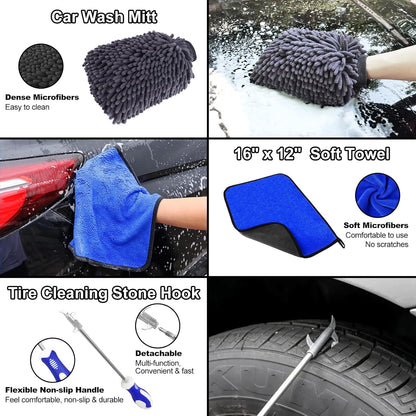 12Pcs Wheel Brush Kit for Cleaning Wheel and Tire, Wheel and Rim Brush, Car Detailing Brushes, Tire Brush, Bendable & Durable Car Wheel Rim Cleaner Brush Set,Car Detailing Cleaning Brush Supplies Kit