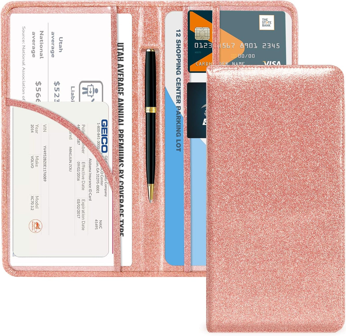 CoBak Car Registration and Insurance Holder - Vehicle Glove Box Car Organizer,Auto Truck Comparment Accessories Case with Magnetic Closure for Driver License,Cards - Colors B