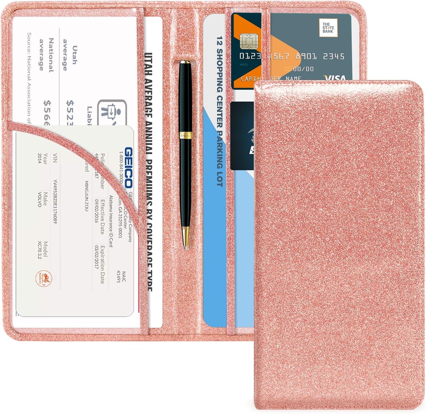 CoBak Car Registration and Insurance Holder - Vehicle Glove Box Car Organizer,Auto Truck Comparment Accessories Case with Magnetic Closure for Driver License,Cards - Colors B