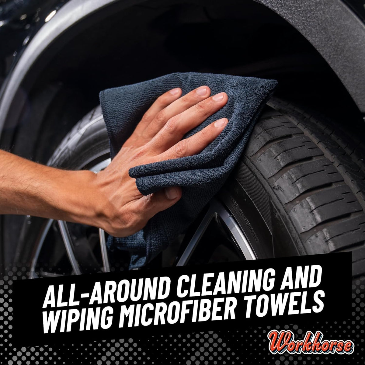 Chemical Guys MIC35306 Workhorse Professional Grade Microfiber Towel, Black (16 in. x 16 in.) (Pack of 6)
