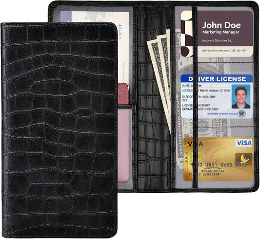 Car Registration and Insurance Holder, Black Vehicle Glove Box Car Organizer with Magnetic Closure for Documents, Cards, License Car Organization, 1 Pack