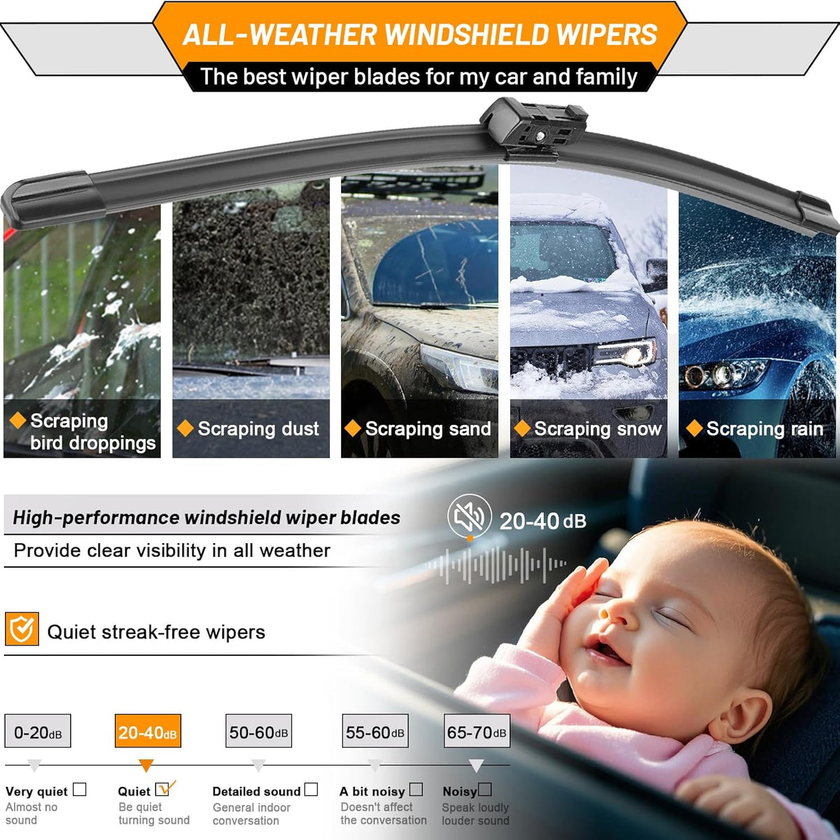 AUTOBOO 26"+19" Windshield Wipers Replacement for Tesla Model 3 2017 2018 2019 2020 2021 2022 2023 2024 2025 Model Y 2020 2021 2022 2023-2025 -Original Factory Quality (Pack of 2) - Colors A