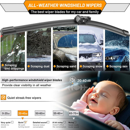 AUTOBOO 26"+19" Windshield Wipers Replacement for Tesla Model 3 2017 2018 2019 2020 2021 2022 2023 2024 2025 Model Y 2020 2021 2022 2023-2025 -Original Factory Quality (Pack of 2) - Colors A