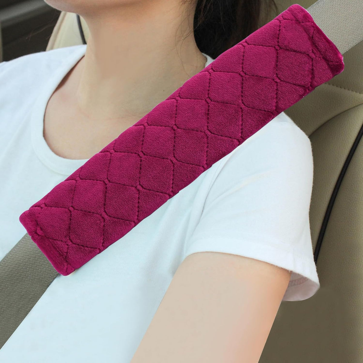 Amooca Soft Auto Seat Belt Cover Seatbelt Shoulder Pad 2 PCS for a More Comfortable Driving Compatible with All Cars and Backpack Black