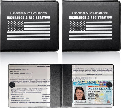 Ziciner Car Registration Insurance Holder, 2Pack Essential Auto Card Document Glove Box Organizer with Touch Fastener, Vehicle Interior Accessories Perfect for Most Car, Truck, SUV (Red/Small Car)