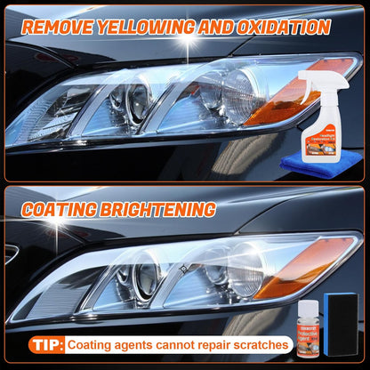Headlight Restoration Kit Headlight Cleaner Head Light Cleaner Removing Yellowing Oxidized with Headlight Cleaner Coating Agent Sponge Towel (Scratches & Damages Cannot be Repaired)