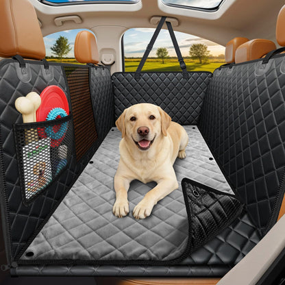 URPOWER Backseat Extender for Dogs - Hard Bottom Dog Car Seat Cover for Back Seat, Dog Hammock for Car and SUV, Pet Rear Seat Protector Dogs Travel Bed with Mesh Window