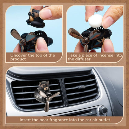 Tallew Car Air Freshener Cute Duck Car Vent Clip Diffuser with Rotating Propeller Outlet Vent 2.5" x 2.4" x 2.1" Easy to Install Included 2 Scents Aroma Tablets Aromatherapy Ornament Auto Accessories