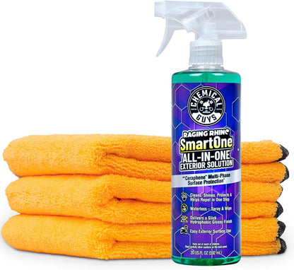 Chemical Guys Raging Rhino Waterless Car Wash And Quick Detailer Spray, No Rinse Exterior Cleaner For Paint, Glass, Wheels, Plastic, And Chrome, Spray And Wipe Shine, 20 Fl Oz