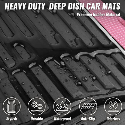 CAR PASS Heavy Duty Rubber Car Floor Mats, Deep Waterproof Car Floor Mats All Weather, Aluminum Film Floor Mats for Cars Non-Slip Universal Trim to Fit for SUVs Trucks Sedans Vans, Black Grey Metallic
