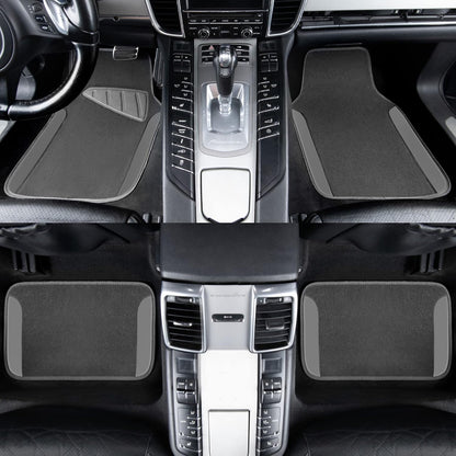 CAR PASS Waterproof Universal Fit Car Floor Mats, Faux Leather Car Carpet Mats, Black Car Mats with Anti-Slip Nibbs Backing & Driver Heel Pad Fit for SUV,Vans,sedans, Trucks,Set of 4pcs(All Black)