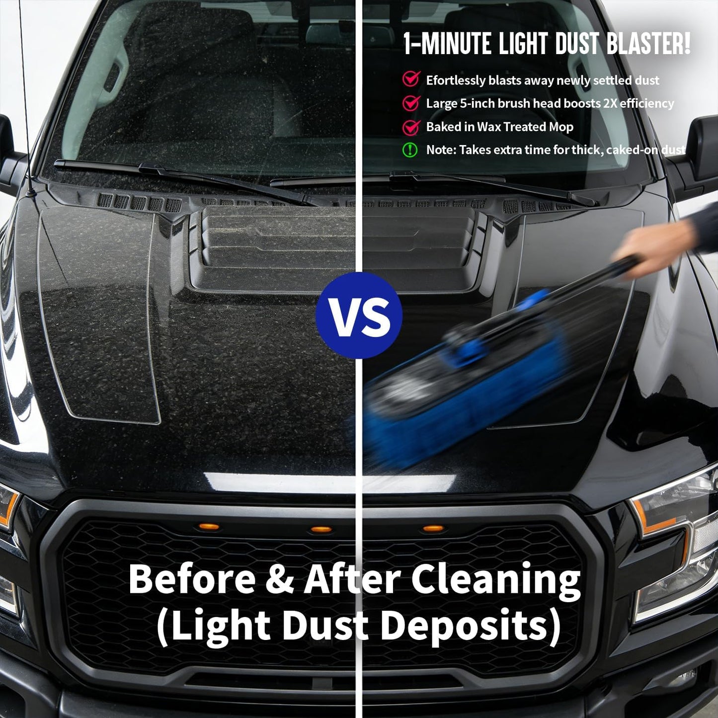 Flash Dog Car Duster Exterior with Car Duster Interior Wax Cotton Hair Scratch Free Cleaning for Cars, SUVs, Trucks | Waterless Dust Remover & Detailing Brushes Set with Storage