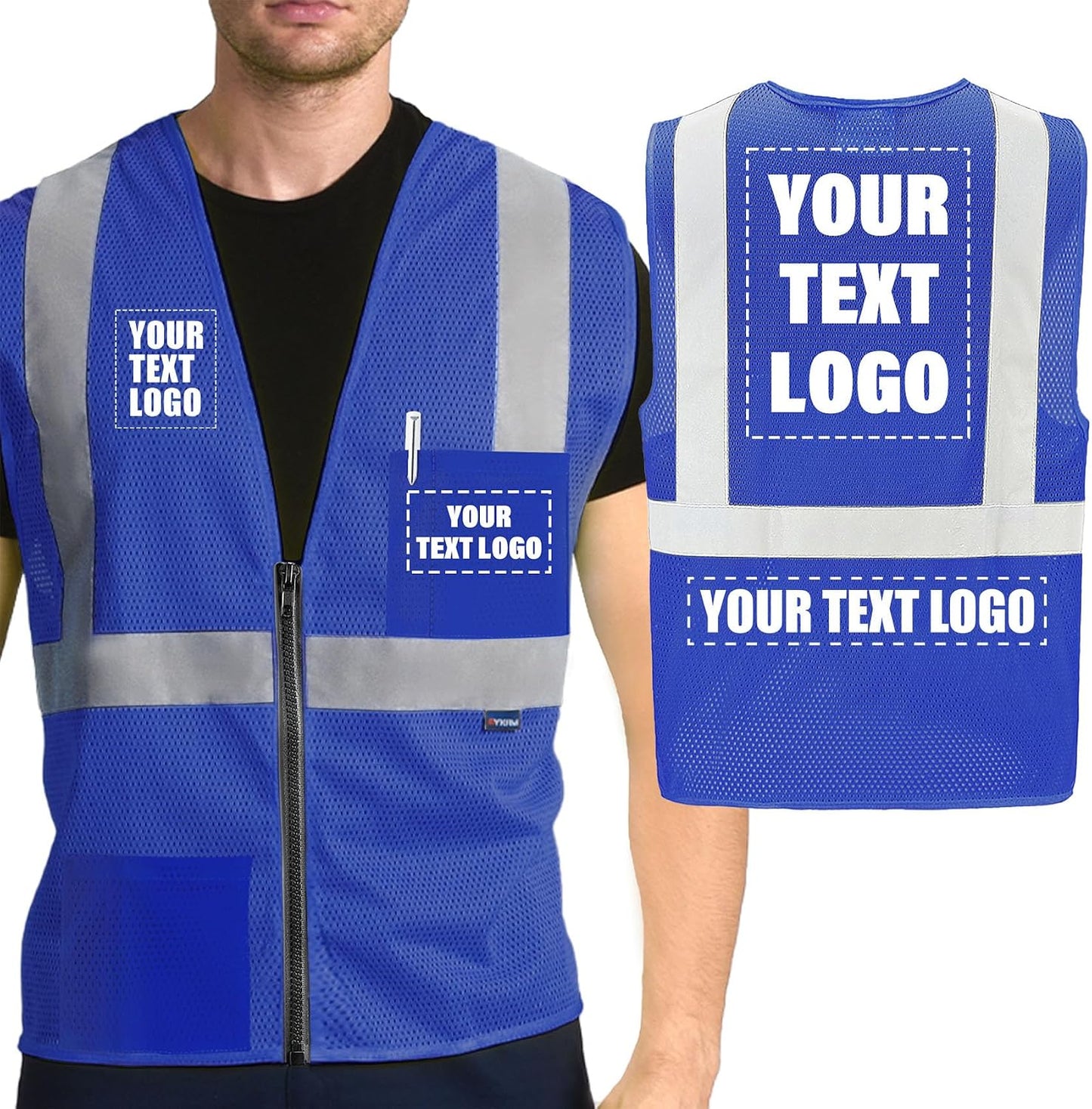 AYKRM 2 Pocket Mesh High Visibility Reflective Safety Vest for men & Women ANSI/ISEA 107 Standards