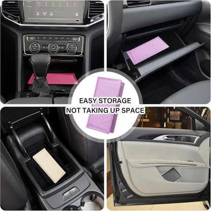 Stacool Bling Car Registration and Insurance Holder with Magnetic Clasp,PU Leather Car Organizers for ID,Bank Cards,Universal Glove Box Organizer (Purple)
