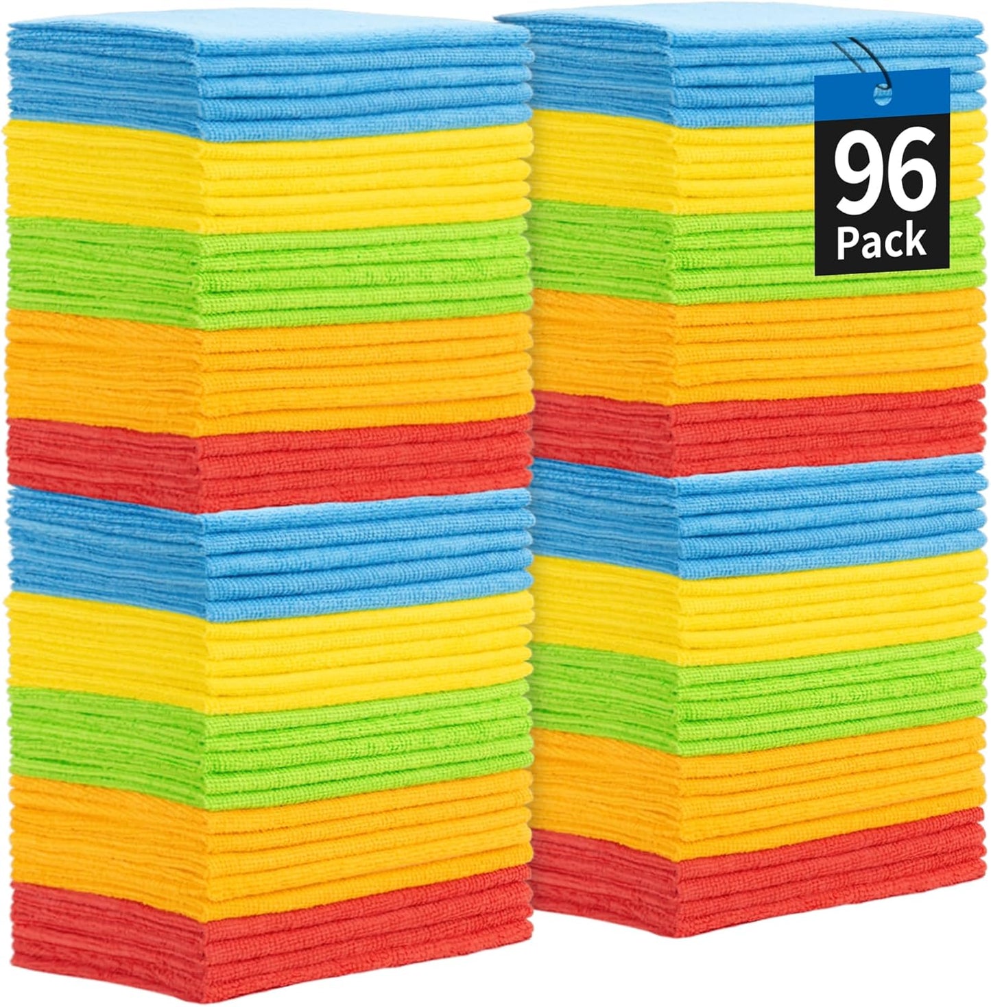 Microfiber Cleaning Cloth, 100 Pack Cleaning Rags Microfiber Towel Bulk Absorbent Lint-Free Wash Cloths, All-Purpose Shop Towels for Cars, Automotive, Garage, Home & Kitchen 11.5"*11.5"