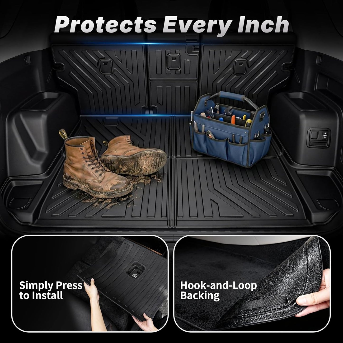 OEDRO Cargo Trunk Liner Fit for 2010-2017 Chevrolet Equinox L/LS/LT/LTZ/Premier& 10-17 GMC Terrain SL/SLE/SLT/Denali, All Weather Custom Fit Anti-Slip Cargo Mat, Black