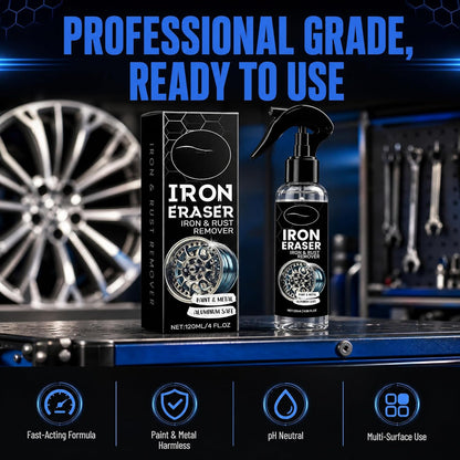 Iron Eraser Rust Remover Spray for Metal,Fast Iron Powder Remover Spray for Car Wheels, Paint & Metal Surfaces (2pcs)