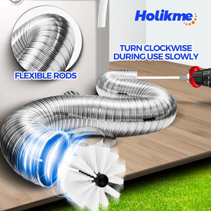 Holikme 30 Feet Dryer Vent Cleaner Kit, Flexible Lint Brush with Drill Attachment, Fireplace Chimney Brushes Extends Up to 30 Feet for Easy Cleaning, Use with or Without a Power Drill