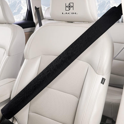 LACDL Extra Long Seatbelt Cover Super Soft Furry for Adults Kids Women & Men, Thick Plush Full Car Seat Belt Strap Cushion, Fluffy Shoulder Pad Protector, Auto Interior Accessories, 1pc, Black, 15.5in