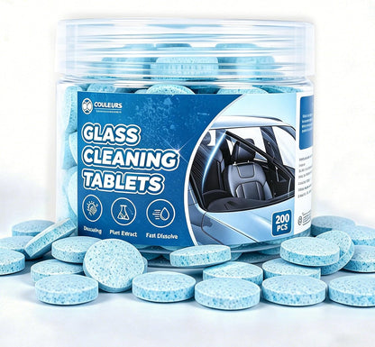 Couleurs Car Windshield Washer Tablets, Washer Fluid Tablets Glass Cleaner Concentrate Windshield Wiper Fluid Car Windshield Cleaner Automotive Glass Cleaner, 200 Pieces