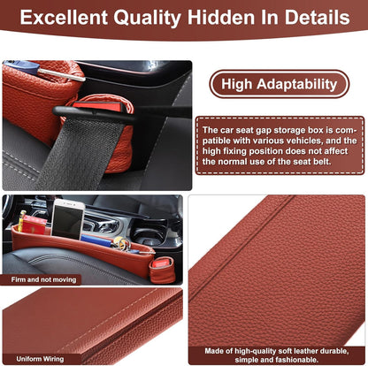 2 Pack Update Car Seat Gap Filler Organizer Leather Console Storage Box Front Side Pocket Seats Organizers Filler Interior Car Accessories for Phone Wallet Coin Key Sunglasses (Black)