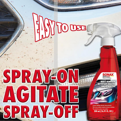 SONAX Insect Remover 533200 | High-Performance Bug Residue Cleaner for Paint, Glass, Chrome & Plastics | Solvent-Free Formula Loosens Tough Insect Deposits | Prevent Clear Coat Damage | | 500ml