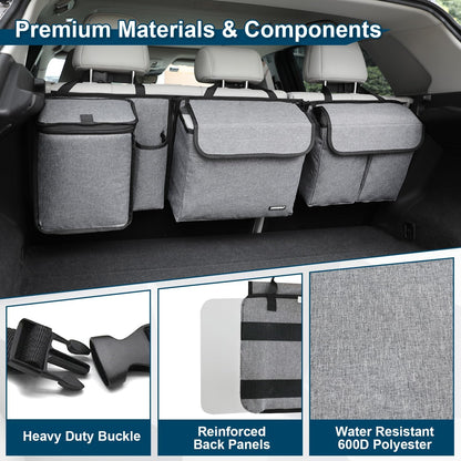 Deluxe Trunk and Backseat Organizer for Medium or Large Size SUVs & RVs, Detachable Storage Modules with Built-in Cooler, Patent Pending