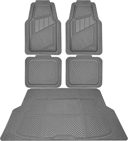 CAR PASS Heavy Duty Rubber Floor Mats 4-Piece,Pink Car Mats Full Sets Anti-Slip,Waterproof Universal Trim-to-Fit for Car SUV Truck, Durable All Weather Automotive Car Mats for Women,Girly(All Pink)