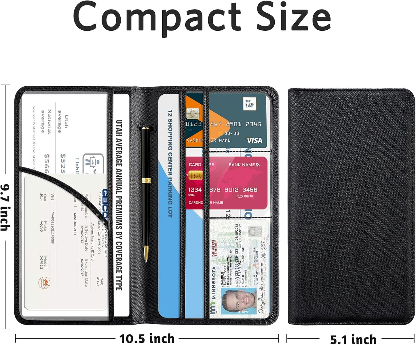 CoBak Car Registration and Insurance Holder - Vehicle Glove Box Car Organizer,Auto Truck Comparment Accessories Case with Magnetic Closure for Driver License,Cards - Colors B