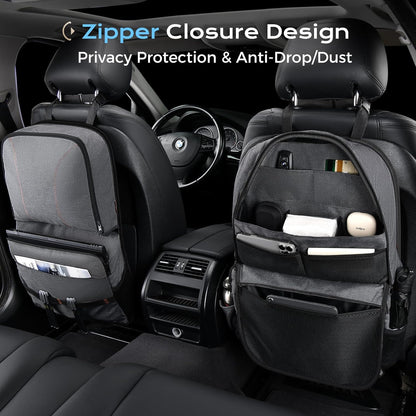 Coverado Car Backseat Organizer(2 Packs) with Tablet Tray, Nappa Leather Organizer for Car Seat Back, Waterproof Car Seat Organizer with Touch Screen, Seat Protector Kick Mats for Kids