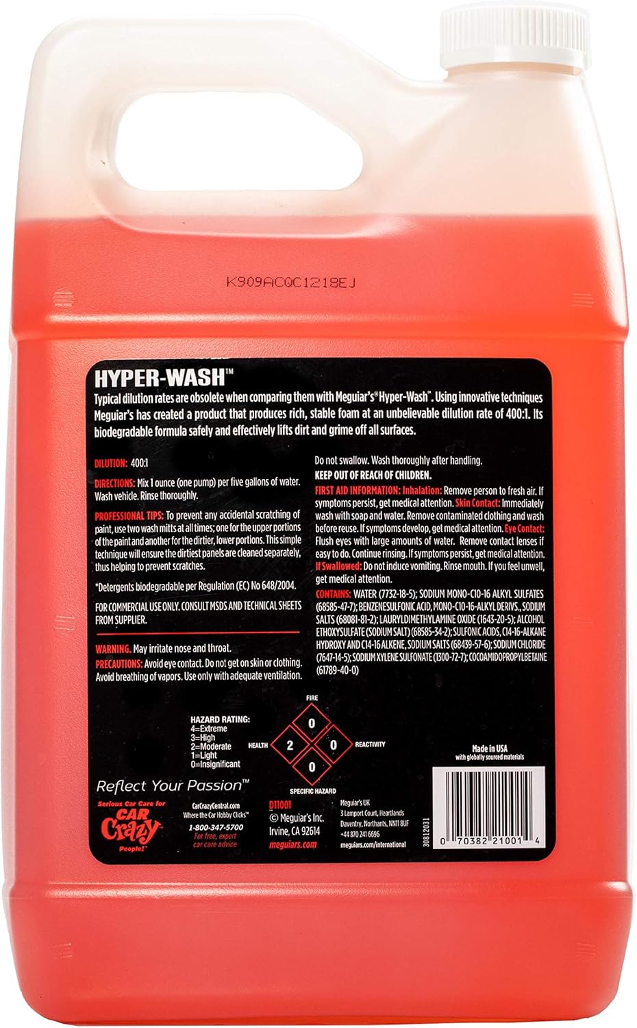 Meguiar's Shampoo Plus, Lubricating Car Wash Soap Lifts Dirt and Grime Off Car Surfaces, Cleans Paint Without Swirling or Scratching, Deepens Gloss and Boosts Shine, 1 Gal