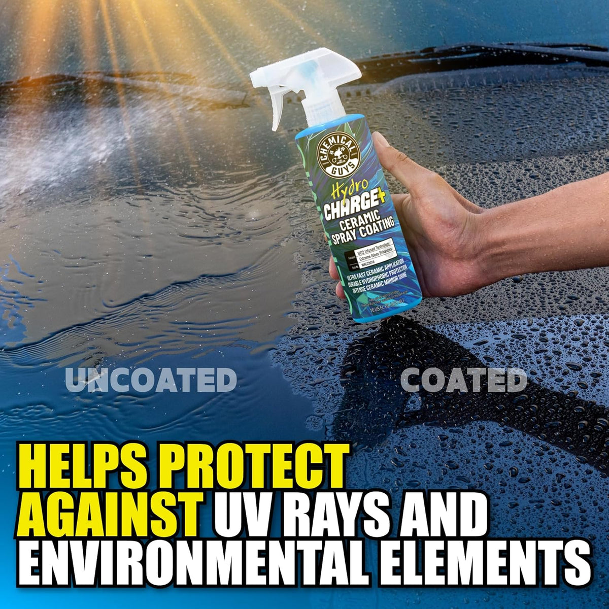Chemical Guys Hydro Charge Ceramic Spray Coating 16 Fl Oz, with Monster Extreme Microfiber Towels (3 Pack) High Gloss Paint Protection Spray with Thick Plush Towels for Car Wash Drying and Detailing