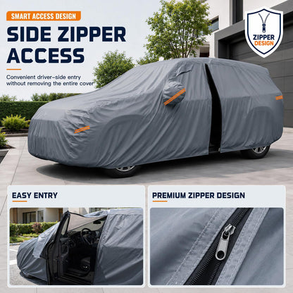 SUV Cover Waterproof All-Weather,Outdoor Full Exterior Automobiles SUV(Length 182-190 inch) with Windshield Sun Shade Universal Fit Toyota RAV4,CRV,Model Y,Q5,Size S2 (See SizeChart)