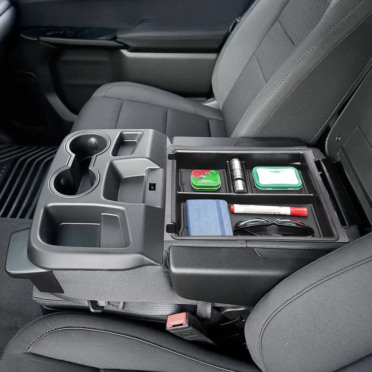 JKCOVER Center Console Hanging Organizer Box Compatible with 2019-2026 Chevy Silverado/GMC Sierra 1500 and 2020-2026 Chevrolet Silverado/Sierra 2500HD 3500HD Accessories(Split-Bench Folding Seat Only)
